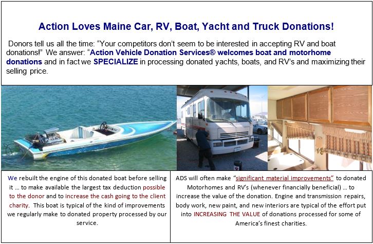 Vehicle, boat, and RV donations in Maine.