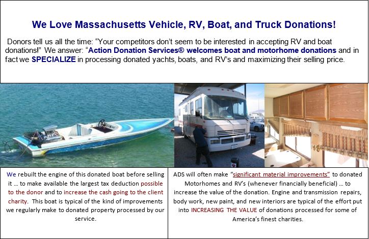 Boat and RV donation – Massachusetts.